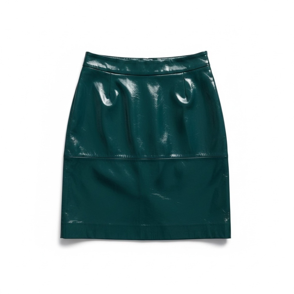 Patent Leather Mini Skirt Glossy Green teal| 2NDDAY Cecilia